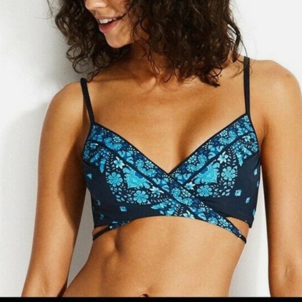 Seafolly Indigo Sunflower Wrap Front Bikini Top